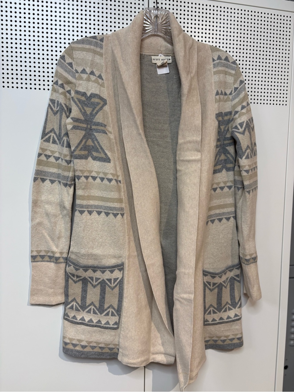 Shawl-Collar Aztec Open-Front Cardigan